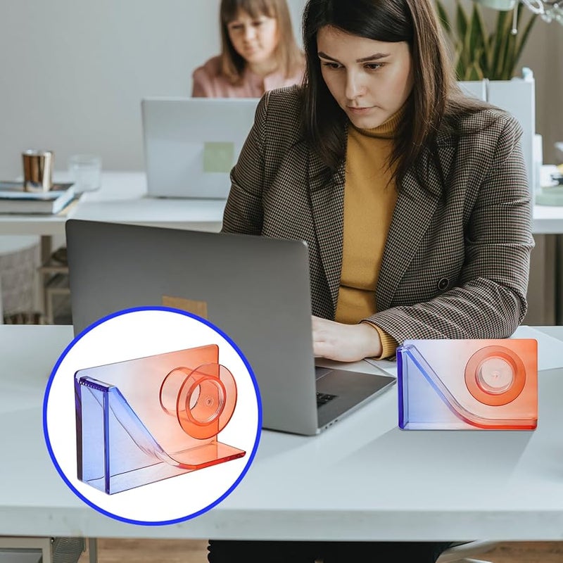 Mini Portable Tape Dispenser With Cutter Red Blue Gradient Color For Home Office - Image 4